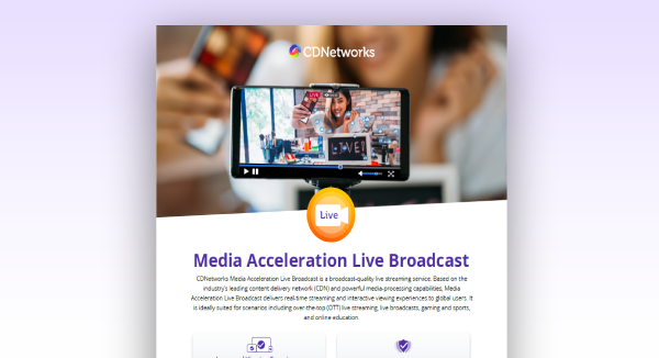 Media Acceleration Live Broadcast 라이브 스트리밍 서비스 브로셔