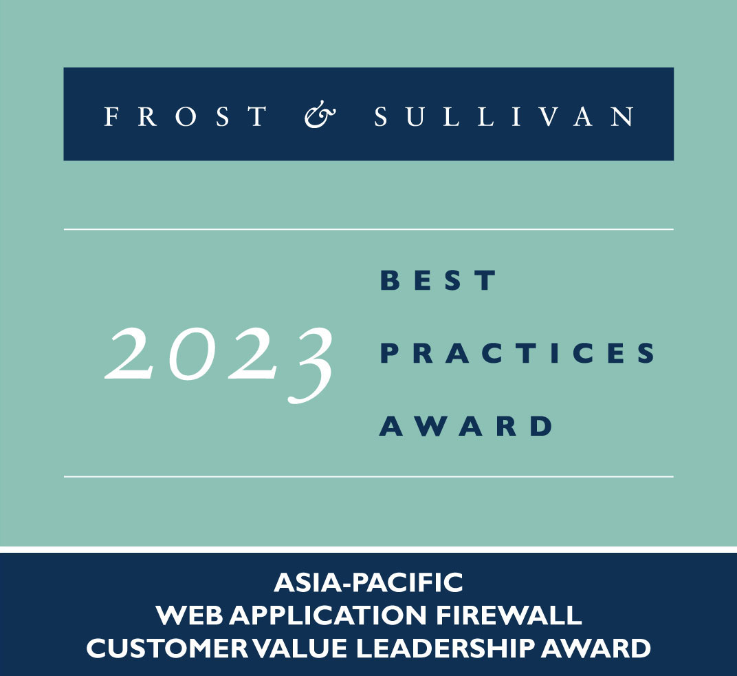 Frost and Sullivan 모범 사례 상 - 아시아 태평양 웹 애플리케이션 방화벽 고객 가치 리더십 상